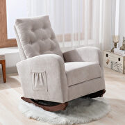 Tan fabric padded seat high back comfortable rocking chair by La Spezia additional picture 7