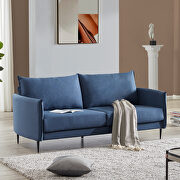 Modern design couch soft blue linen upholstery loveseat by La Spezia additional picture 12