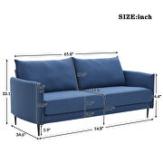 Modern design couch soft blue linen upholstery loveseat by La Spezia additional picture 4