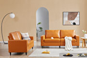 Brown pu leather upholstery modern style loveseat by La Spezia additional picture 8
