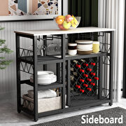 White finish modern industrial metal wine rack table with glass holder additional photo 5 of 19