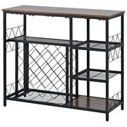 Brown finish modern industrial metal wine rack table with glass holder by La Spezia additional picture 13