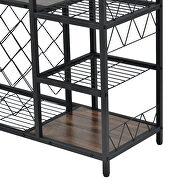 Brown finish modern industrial metal wine rack table with glass holder by La Spezia additional picture 20