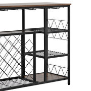 Brown finish modern industrial metal wine rack table with glass holder by La Spezia additional picture 6