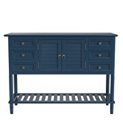 Navy blue wood ustyle modern console sofa table additional photo 2 of 9