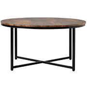 X-shaped base distressed brown top rustic design round coffee table by La Spezia additional picture 11