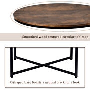 X-shaped base distressed brown top rustic design round coffee table by La Spezia additional picture 5