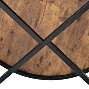 X-shaped base distressed brown top rustic design round coffee table by La Spezia additional picture 10