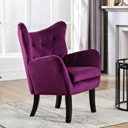 Purple velvet wingback modern tufted accent chair by La Spezia additional picture 7