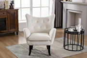 Beige velvet wingback modern tufted accent chair by La Spezia additional picture 13