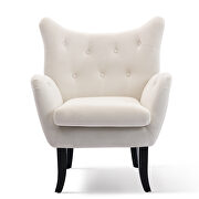 Beige velvet wingback modern tufted accent chair additional photo 3 of 15