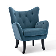 Teal blue velvet wingback modern tufted accent chair additional photo 2 of 15