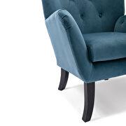 Teal blue velvet wingback modern tufted accent chair additional photo 3 of 15