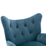 Teal blue velvet wingback modern tufted accent chair additional photo 4 of 15