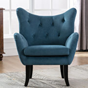 Teal blue velvet wingback modern tufted accent chair by La Spezia additional picture 9