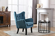 Teal blue velvet wingback modern tufted accent chair by La Spezia additional picture 10