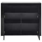 High gloss black sideboard mordern 2-door storage cabinet with led lights by La Spezia additional picture 11