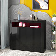 High gloss black sideboard mordern 2-door storage cabinet with led lights by La Spezia additional picture 14