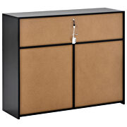 High gloss black sideboard mordern 2-door storage cabinet with led lights by La Spezia additional picture 16