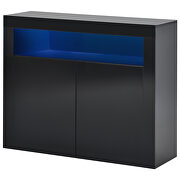High gloss black sideboard mordern 2-door storage cabinet with led lights by La Spezia additional picture 17
