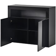 High gloss black sideboard mordern 2-door storage cabinet with led lights by La Spezia additional picture 4