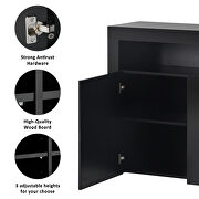 High gloss black sideboard mordern 2-door storage cabinet with led lights by La Spezia additional picture 10