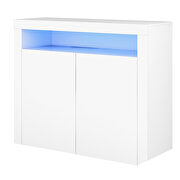 High gloss white sideboard mordern 2-door storage cabinet with led lights by La Spezia additional picture 15