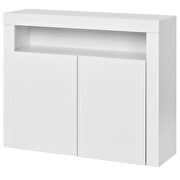 High gloss white sideboard mordern 2-door storage cabinet with led lights by La Spezia additional picture 3