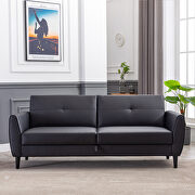 Black pu leather modern convertible futon sofa bed with storage box by La Spezia additional picture 2