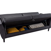Black pu leather modern convertible futon sofa bed with storage box by La Spezia additional picture 11