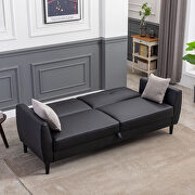 Black pu leather modern convertible futon sofa bed with storage box by La Spezia additional picture 3