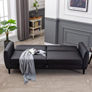 Black pu leather modern convertible futon sofa bed with storage box by La Spezia additional picture 4