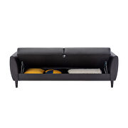 Black pu leather modern convertible futon sofa bed with storage box by La Spezia additional picture 5