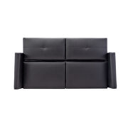 Black pu leather modern convertible futon sofa bed with storage box by La Spezia additional picture 6
