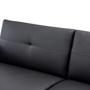 Black pu leather modern convertible futon sofa bed with storage box by La Spezia additional picture 7