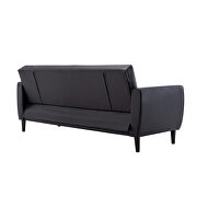 Black pu leather modern convertible futon sofa bed with storage box by La Spezia additional picture 8