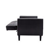 Black pu leather modern convertible futon sofa bed with storage box by La Spezia additional picture 10