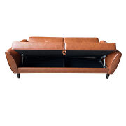 Brown pu leather modern convertible folding futon sofa bed with storage box by La Spezia additional picture 17