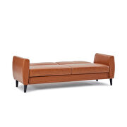 Brown pu leather modern convertible folding futon sofa bed with storage box by La Spezia additional picture 7