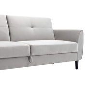 Gray velvet modern convertible futon sofa bed with storage box by La Spezia additional picture 5