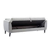 Gray velvet modern convertible futon sofa bed with storage box by La Spezia additional picture 6