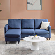 Modern blue linen fabric l-shape reversible sectional sofa by La Spezia additional picture 18