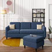 Modern blue linen fabric l-shape reversible sectional sofa by La Spezia additional picture 20