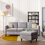 Modern gray linen fabric l-shape reversible sectional sofa by La Spezia additional picture 19