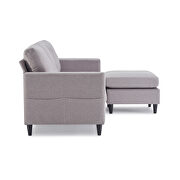 Modern gray linen fabric l-shape reversible sectional sofa additional photo 4 of 18