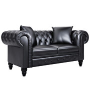 Black pu leather upholstery loveseat sofa deep button tufted by La Spezia additional picture 2