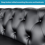 Black pu leather upholstery loveseat sofa deep button tufted by La Spezia additional picture 11