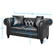 Black pu leather upholstery loveseat sofa deep button tufted by La Spezia additional picture 14