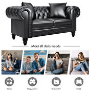 Black pu leather upholstery loveseat sofa deep button tufted by La Spezia additional picture 15