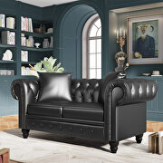 Black pu leather upholstery loveseat sofa deep button tufted by La Spezia additional picture 16